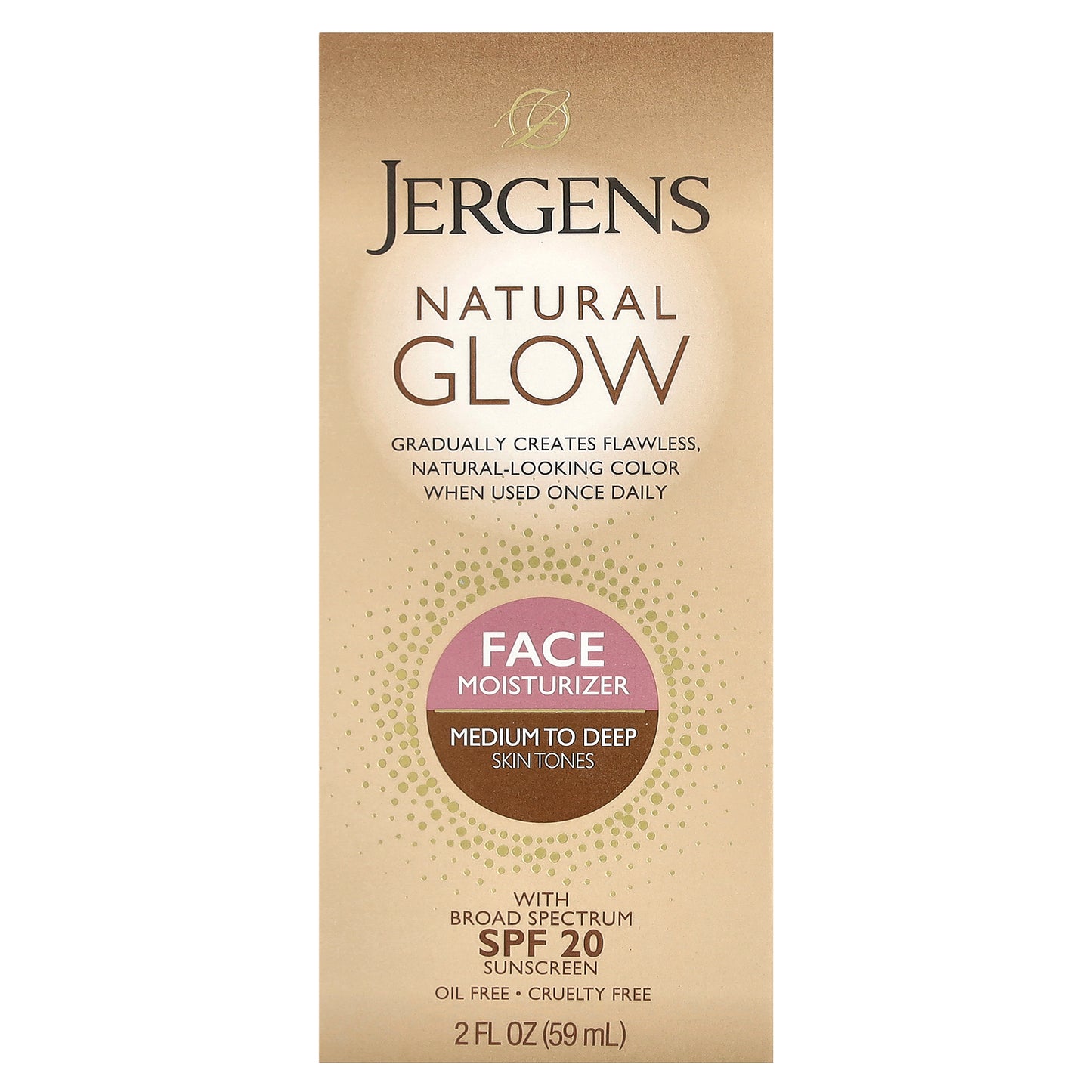 Jergens, Natural Glow, Face Moisturizer, SPF 20, Medium to Deep, 2 fl oz (59 ml)