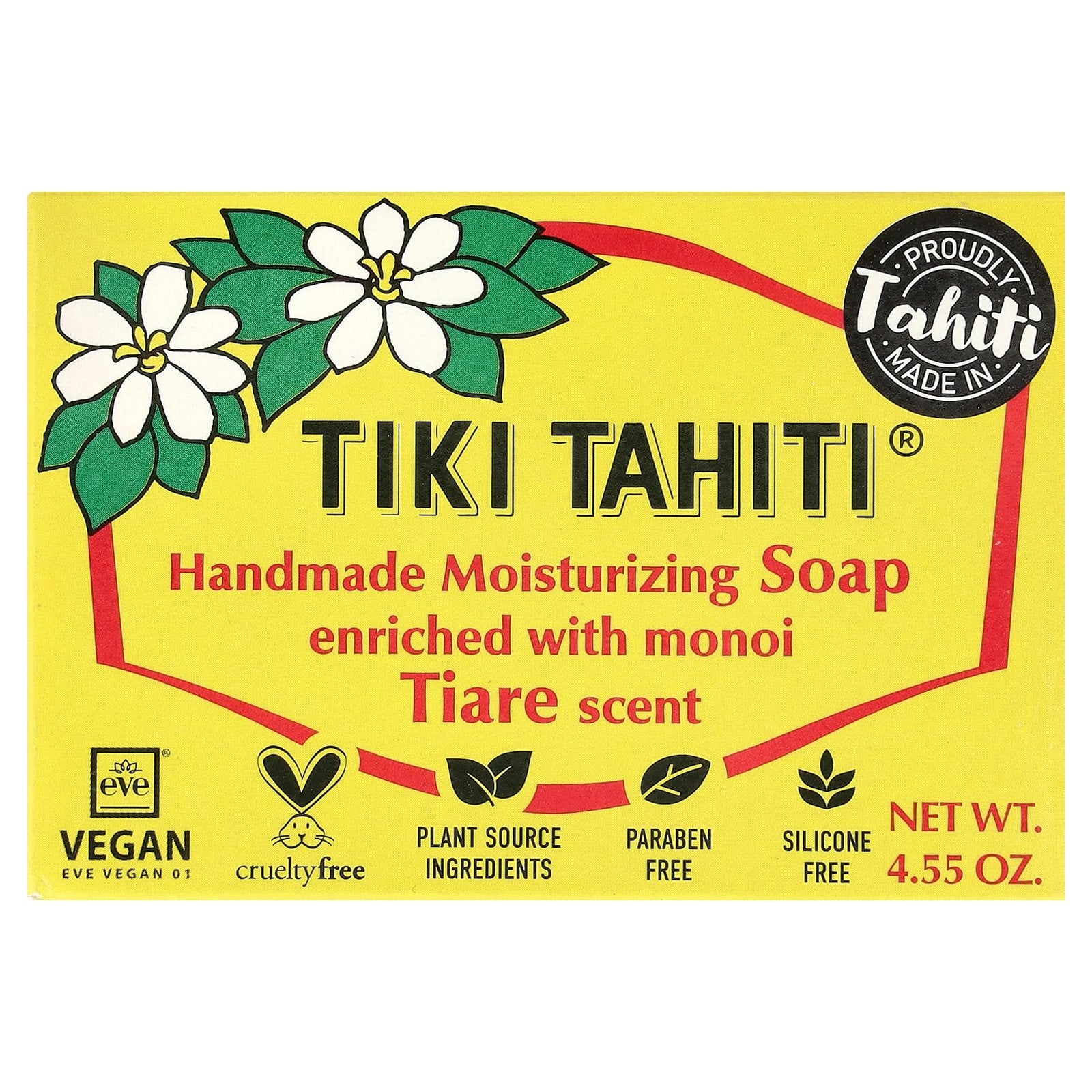 Monoi Tiare Tahiti, Handmade Moisturizing Bar Soap, Tiare, 4.55 oz (130 g)