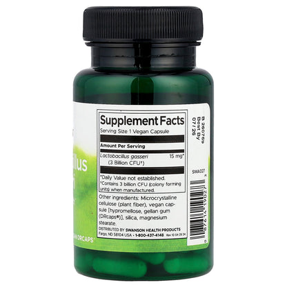 Swanson, Lactobacillus Gasseri, 3 Billion CFU, 60 Vegan DRcaps