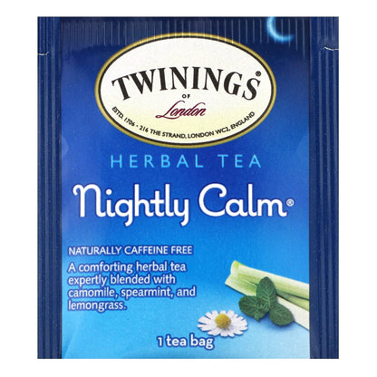 Twinings, Flavored Herbal Tea, Nightly Calm, Caffeine Free, 20 Tea Bags, 1.02 oz (29 g)