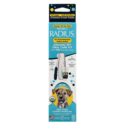 RADIUS, Organic Canine Oral Care Kit, Starter Kit for Pets, All Ages, Cinnamon Sweet Potato, 3 Piece Kit