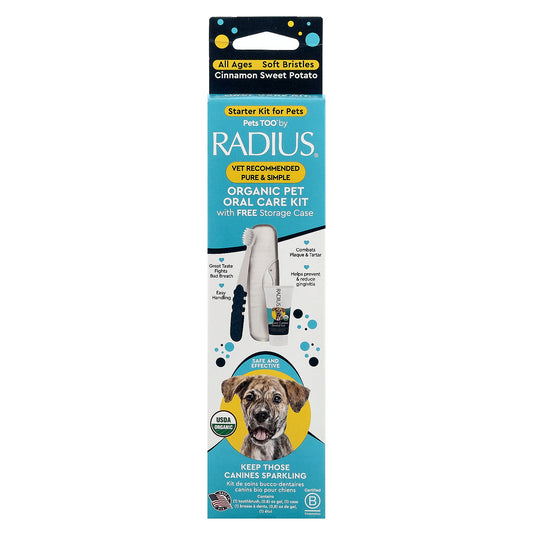 RADIUS, Organic Canine Oral Care Kit, Starter Kit for Pets, All Ages, Cinnamon Sweet Potato, 3 Piece Kit