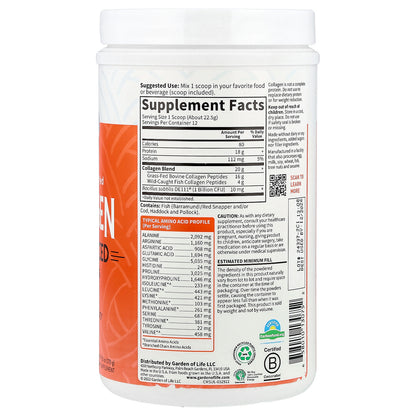 Garden of Life, Wild Caught & Grass Fed Collagen, Multi-Sourced, Unflavored, 9.52 oz (270 g)