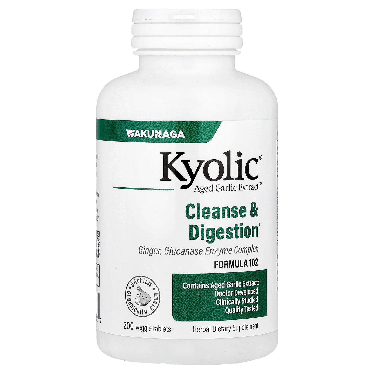 Kyolic, Aged Garlic Extract™, Cleanse & Digestion, Formula 102, 200 Veggie Tablets