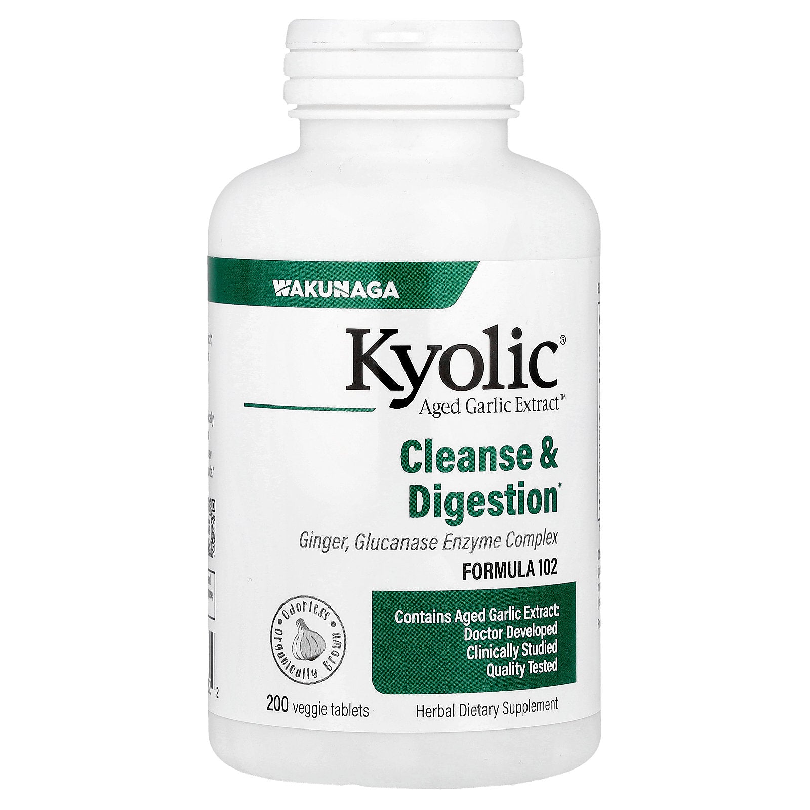 Kyolic, Aged Garlic Extract™, Cleanse & Digestion, Formula 102, 200 Veggie Tablets
