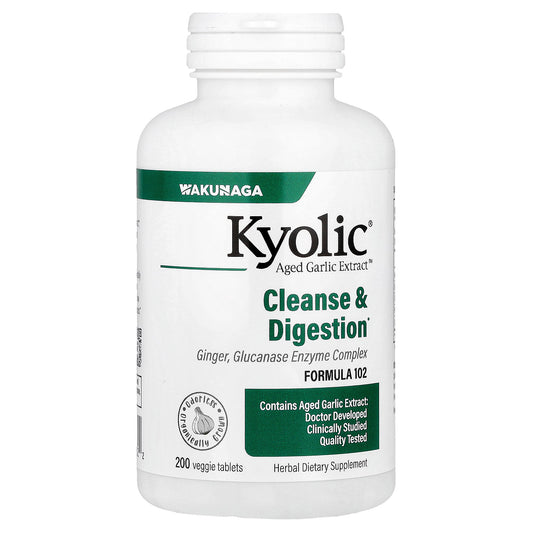 Kyolic, Aged Garlic Extract™, Cleanse & Digestion, Formula 102, 200 Veggie Tablets