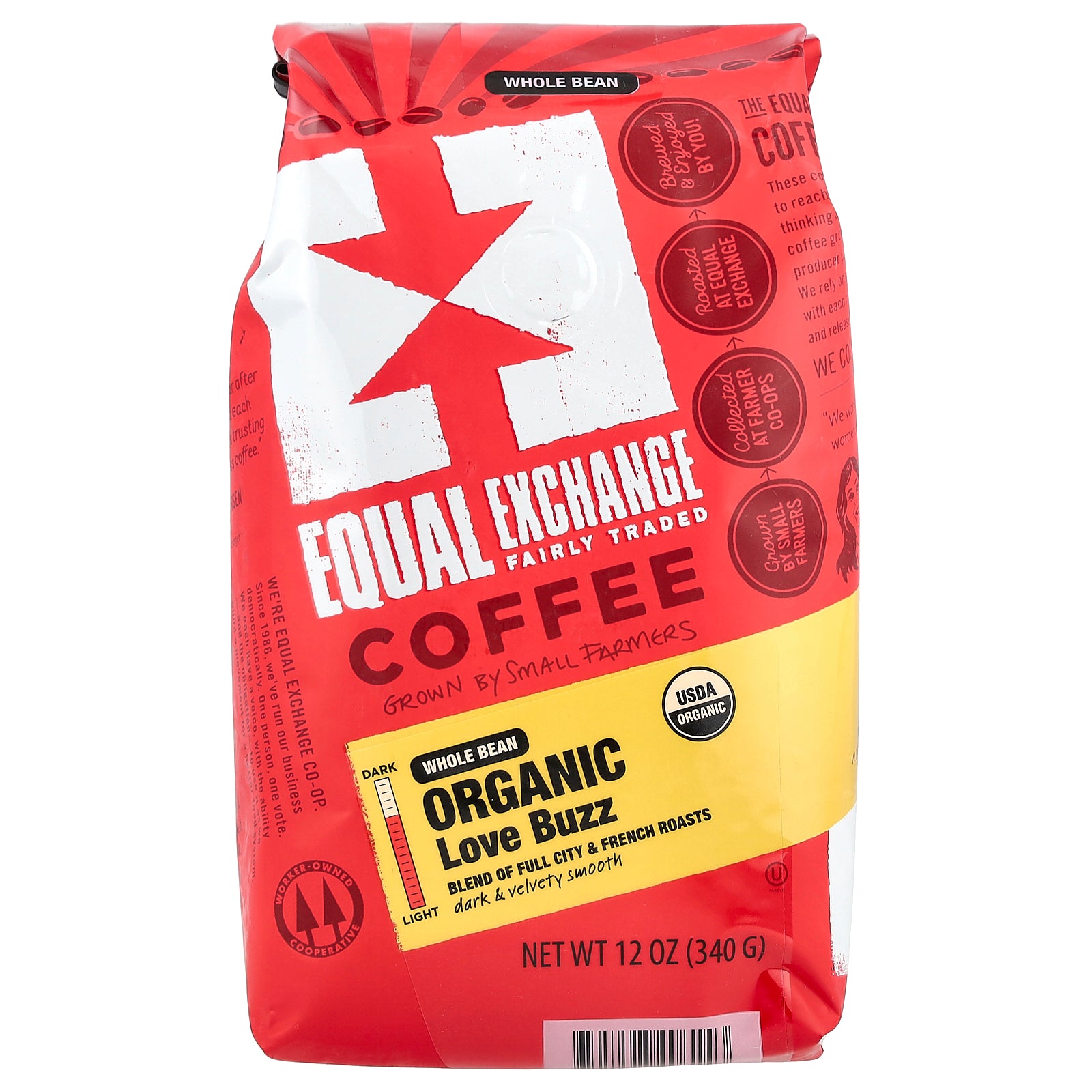 Equal Exchange, Organic Coffee, Love Buzz, Whole Bean, French Roasts, 12 oz (340 g)