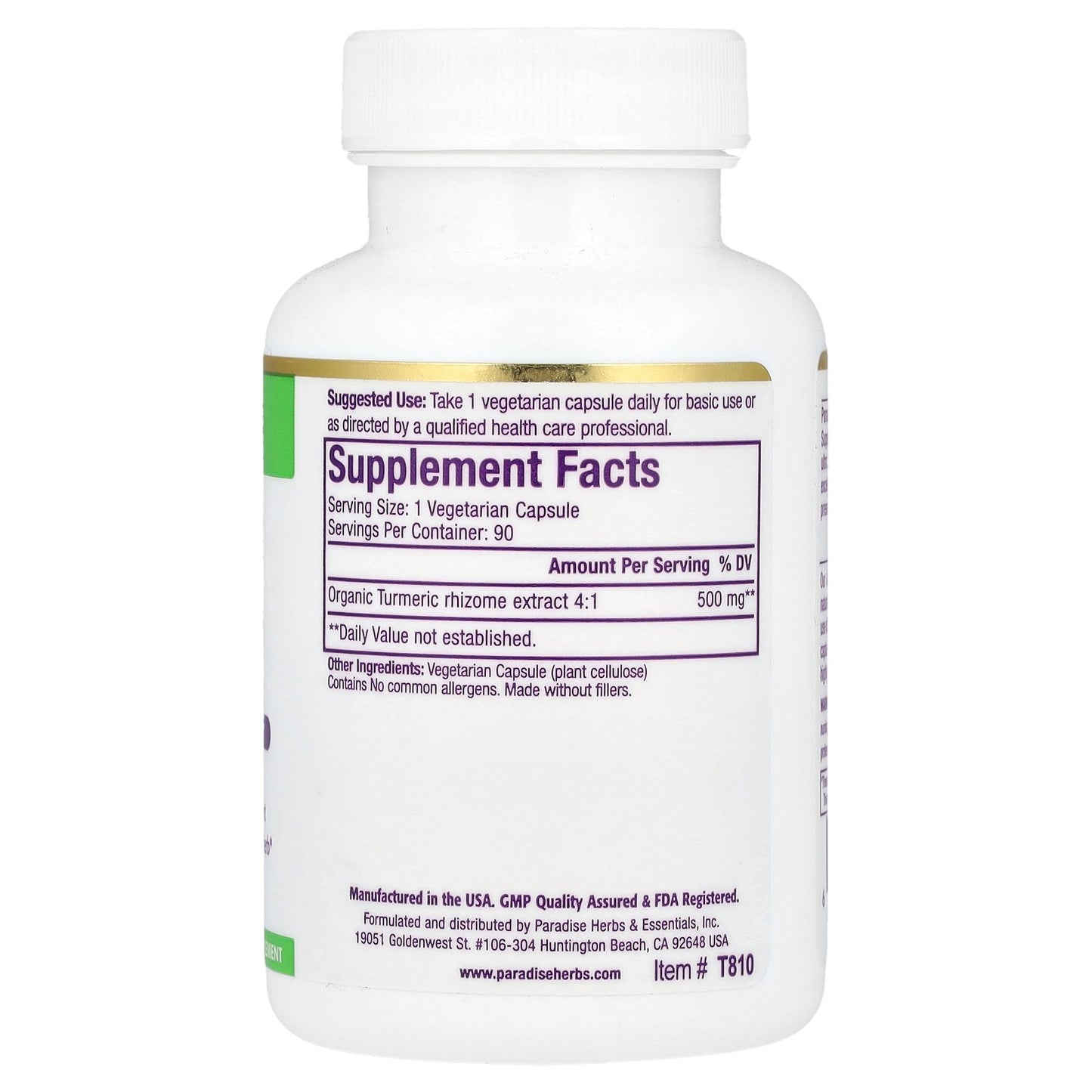 Paradise Herbs, Turmeric Extract, 500 mg, 90 Vegetarian Capsules