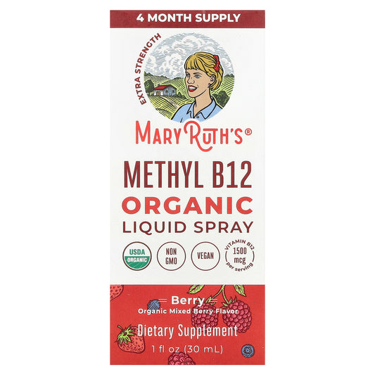 MaryRuth's, Organic Methyl B12 Liquid Spray, Berry, 1,500 mcg, 1 fl oz (30 ml)