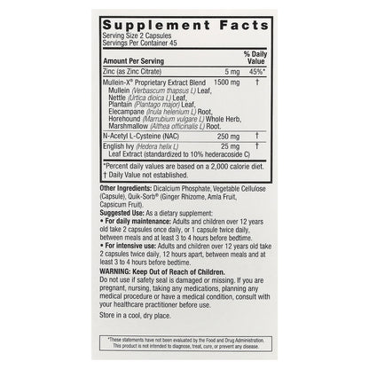 Nature's Answer, MulleinX® Respiratory, NAC & Zinc, 90 Vegetarian Capsules