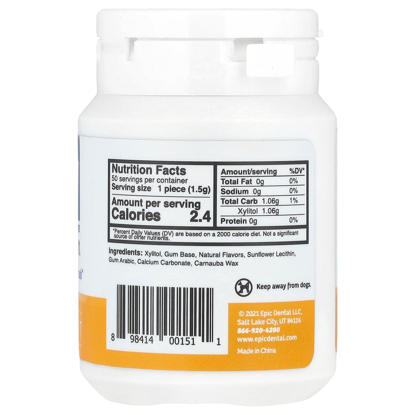 Epic Dental, Xylitol Gum, Sugar-Free, Fresh Fruit, 50 Pieces