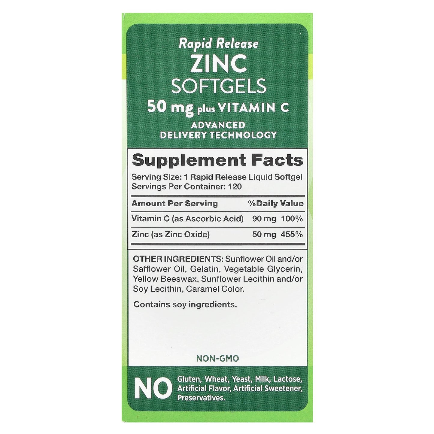 Nature's Truth, Zinc Plus Vitamin C, Rapid Release , 120 Rapid Release Liquid Softgels