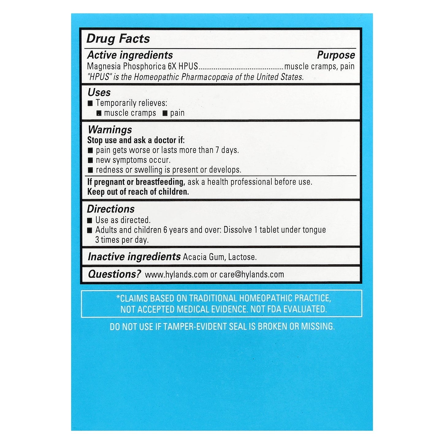 Hyland's Naturals, Cell Salt #8, Mag Phos 6X, 100 Quick-Dissolving Single Tablet