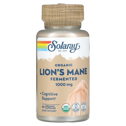 Solaray, Organic Fermented Lion's Mane, 1,000 mg, 60 Organic Capsules (500 mg per Capsule)