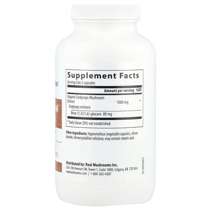 Real Mushrooms, Cordyceps-M™, Mushroom Extract Powder, 300 Capsules