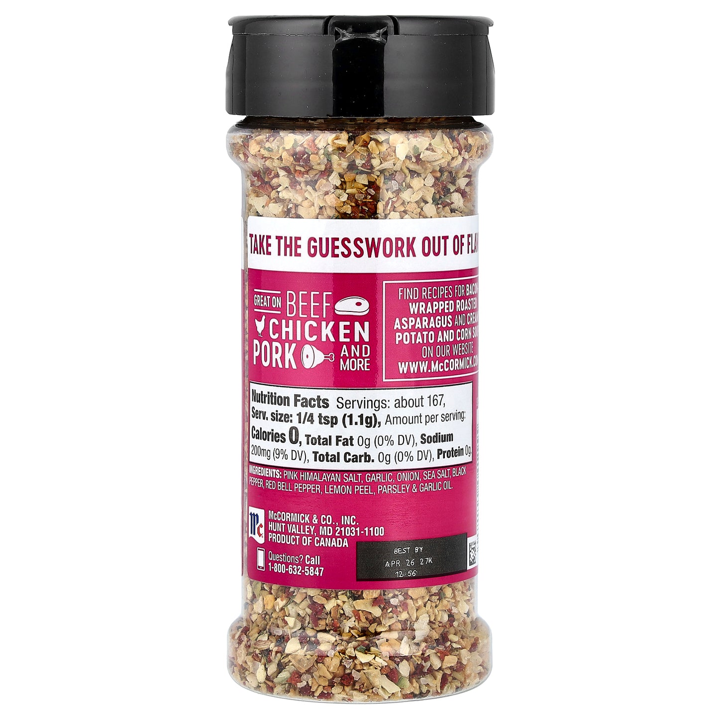 McCormick, All Purpose Seasoning, Himalayan Pink Salt with Black Pepper and Garlic, 6.5 oz (184 g)