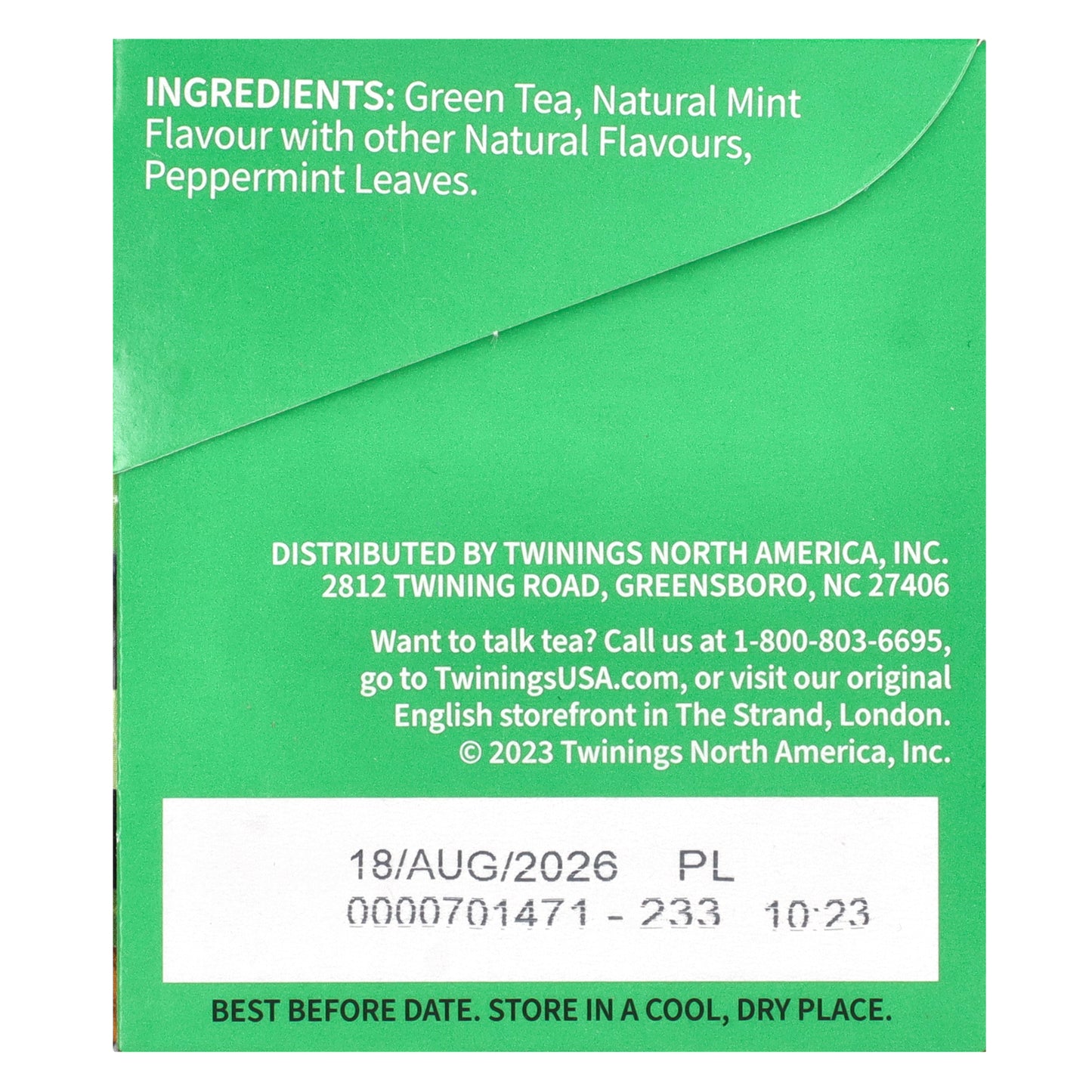 Twinings, Flavored Green Tea, Mint, 20 Tea Bags, 1.41 oz (40 g)