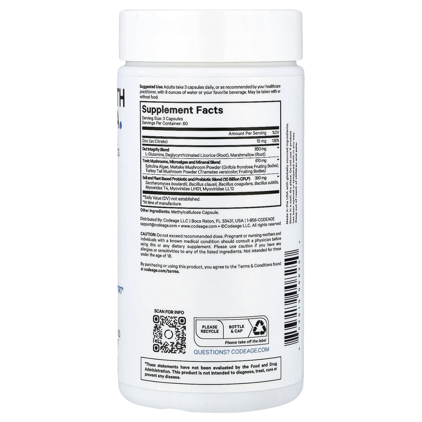 Codeage, Gut Health Formula, 180 Capsules