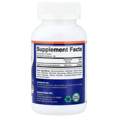 Vitamatic, Vitamin B12, Natural Berry, 365 Fast Dissolve Tablets (2,500 mcg per Tablet)