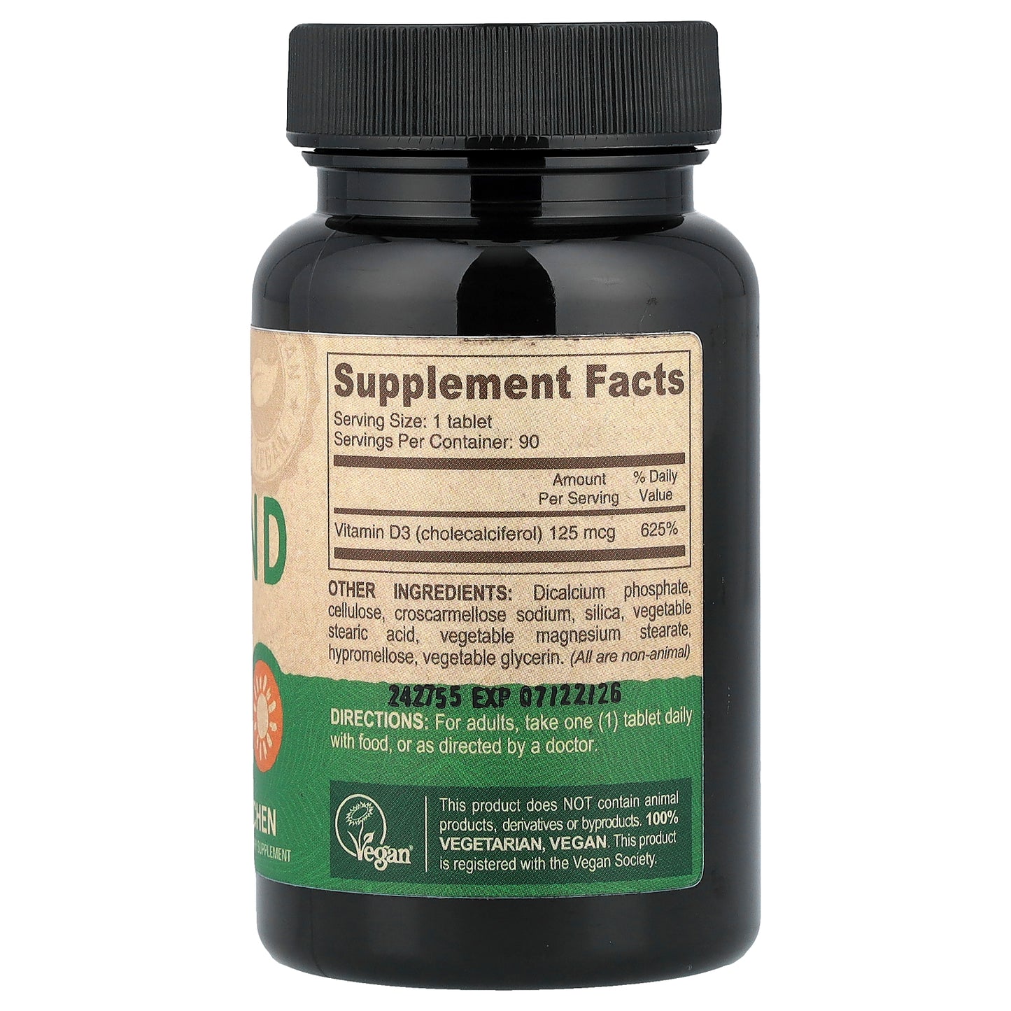 Deva, Vegan Vitamin D3, 125 mcg (5,000 IU), 90 Tablets