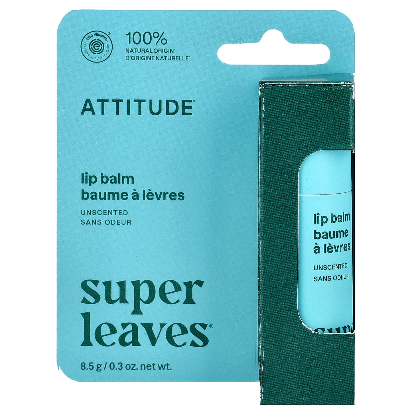 ATTITUDE, Super Leaves®, Lip Balm, Unscented, 0.3 oz (8.5 g)