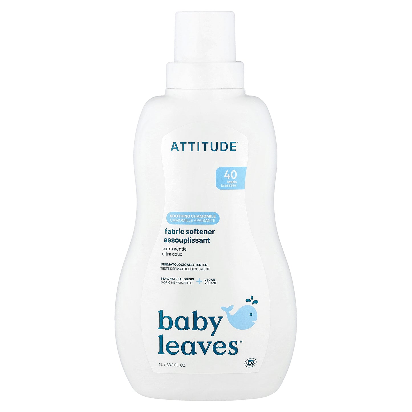 ATTITUDE, Baby Leaves™, Fabric Softener, Soothing Chamomile, 40 Loads, 33.8 fl oz (1 L)