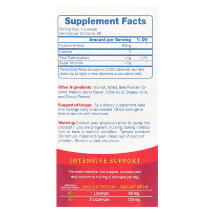 Hyalogic, Hyaluronic Acid For Joints, Skin & Eyes, Mixed Berry, 60 Lozenges