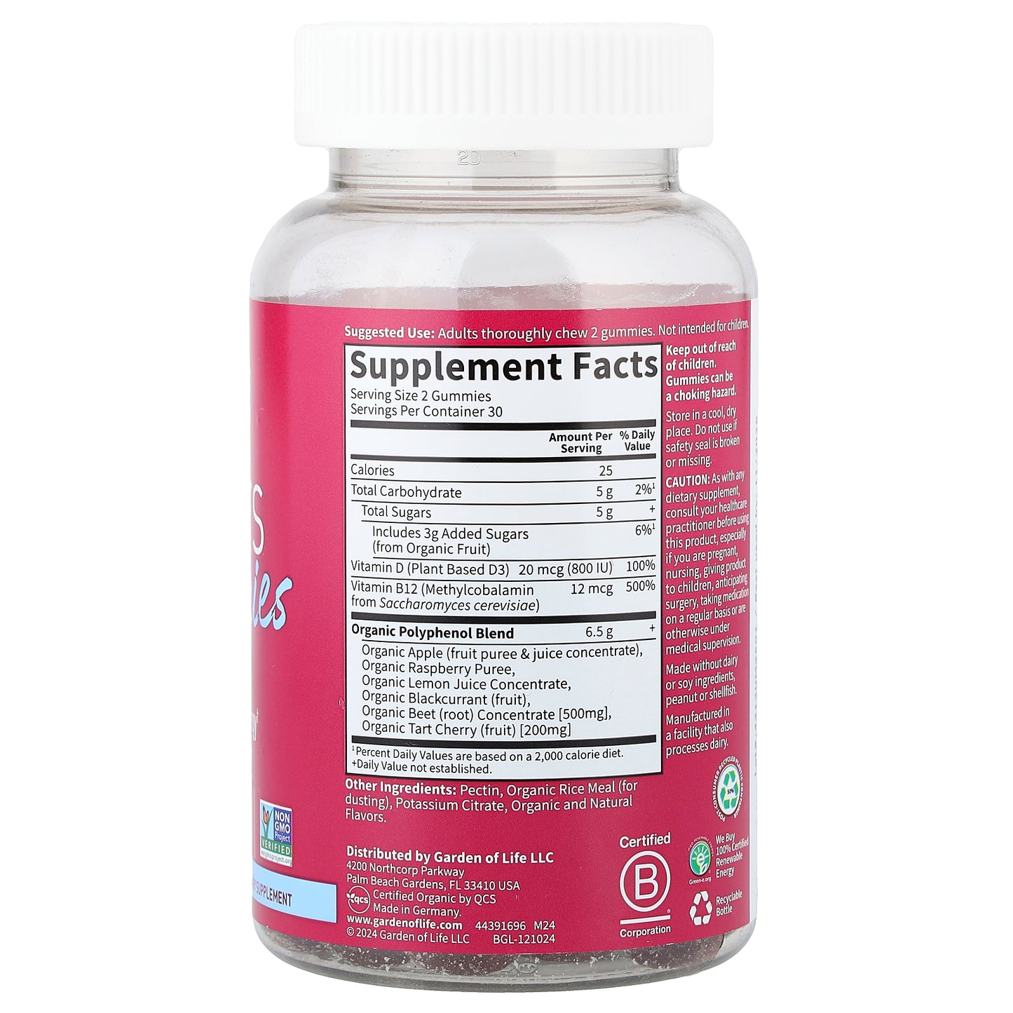 Garden of Life, Beets Gummies, Raspberry, 60 Fruit Gummies