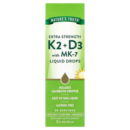 Nature's Truth, K2 + D3 with MK-7 Liquid Drops, 2 fl oz (59 ml)