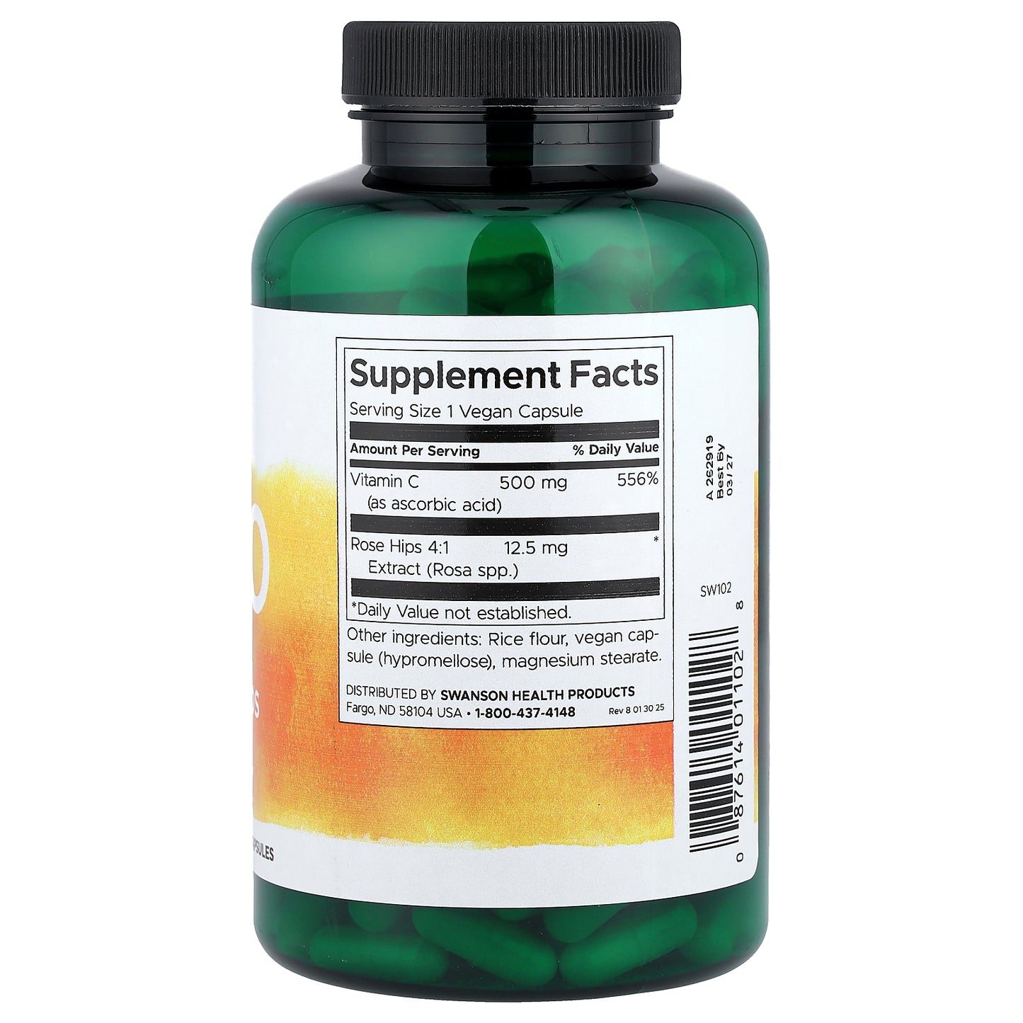 Swanson, C-500, Vitamin C With Rose Hips, 250 Vegan Capsules