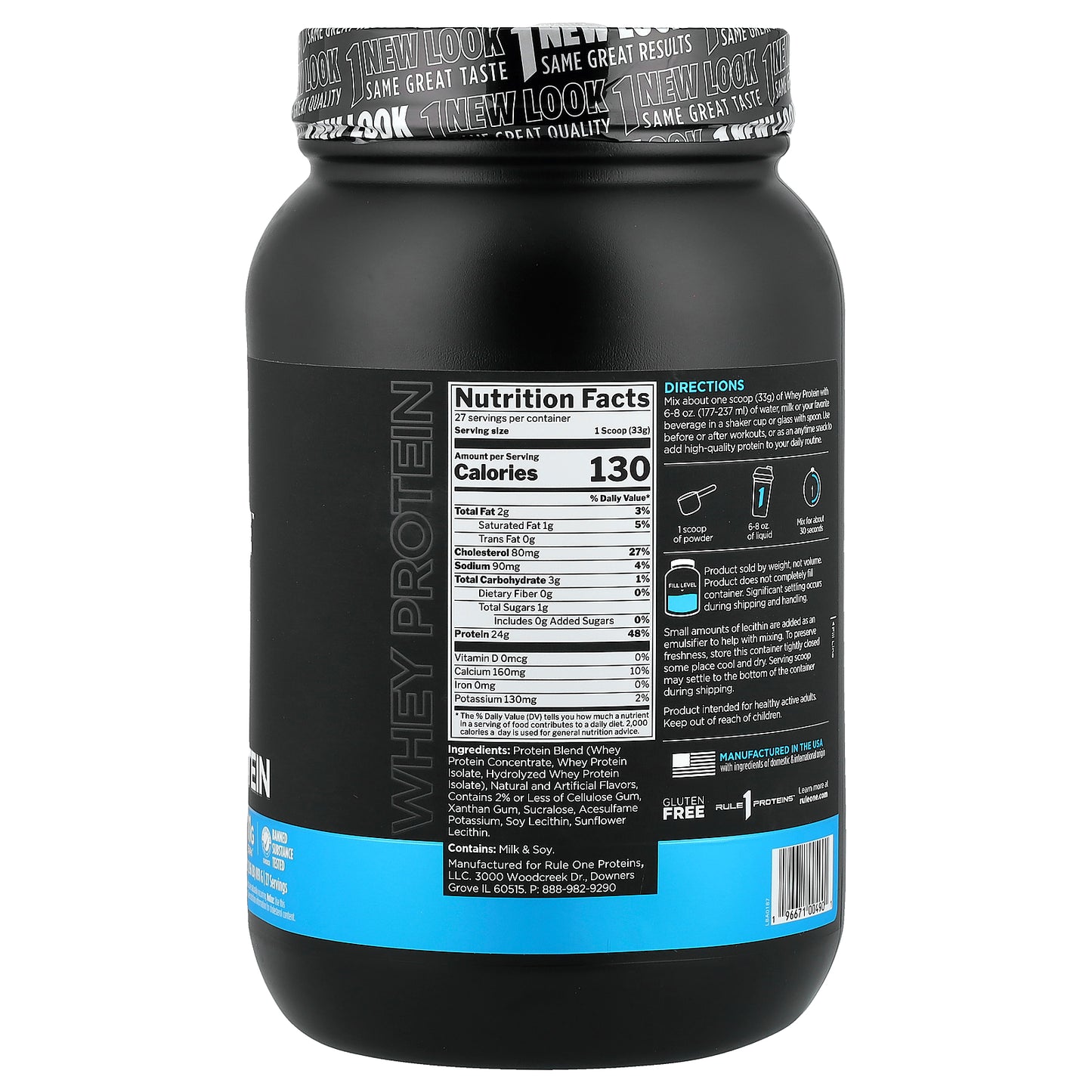 Rule One Proteins, Whey Protein, Vanilla Ice Cream, 1.96 lb (891 g)