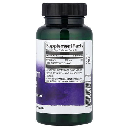 Swanson, Potassium Citrate, 99 mg, 120 Vegan Capsules