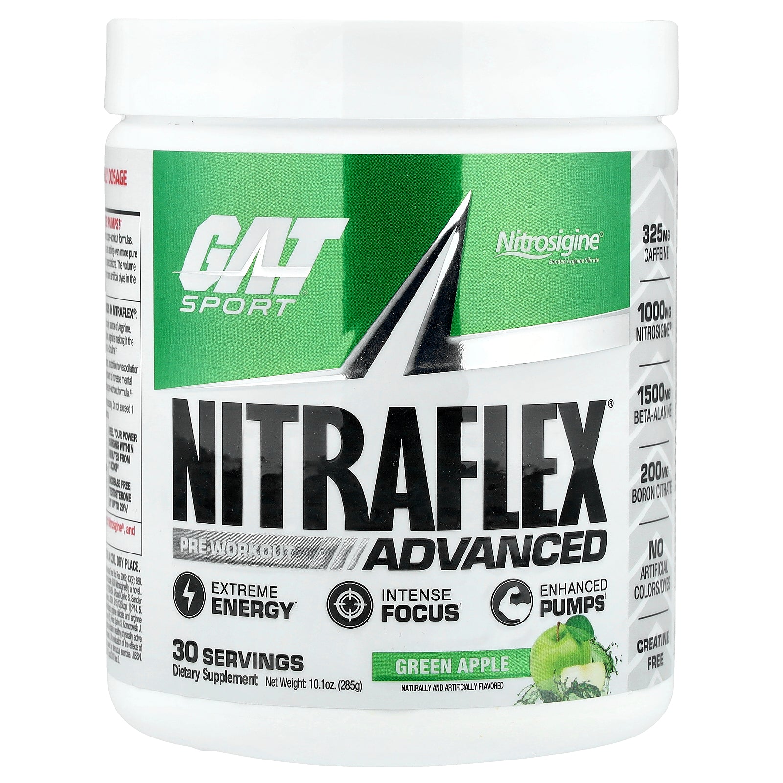 GAT, Sport, NITRAFLEX® Advanced, Pre-Workout, Green Apple, 10.1 oz (285 g)