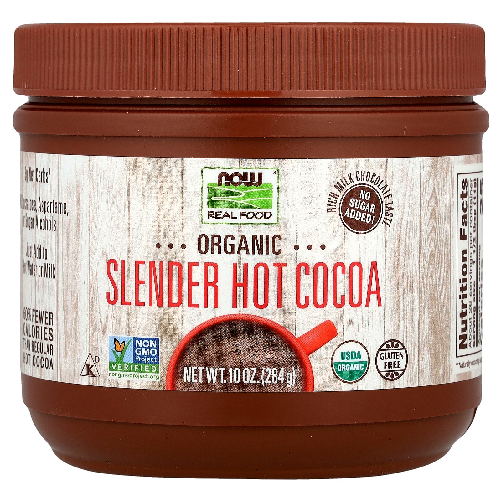 NOW Foods, Real Food, Organic Slender Hot Cocoa, 10 oz (284 g)