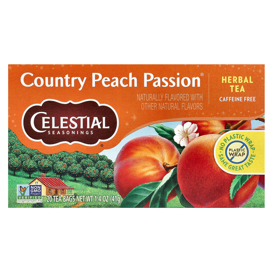 Celestial Seasonings, Herbal Tea, Country Peach Passion®, Caffeine Free, 20 Tea Bags, 1.4 oz (41 g)