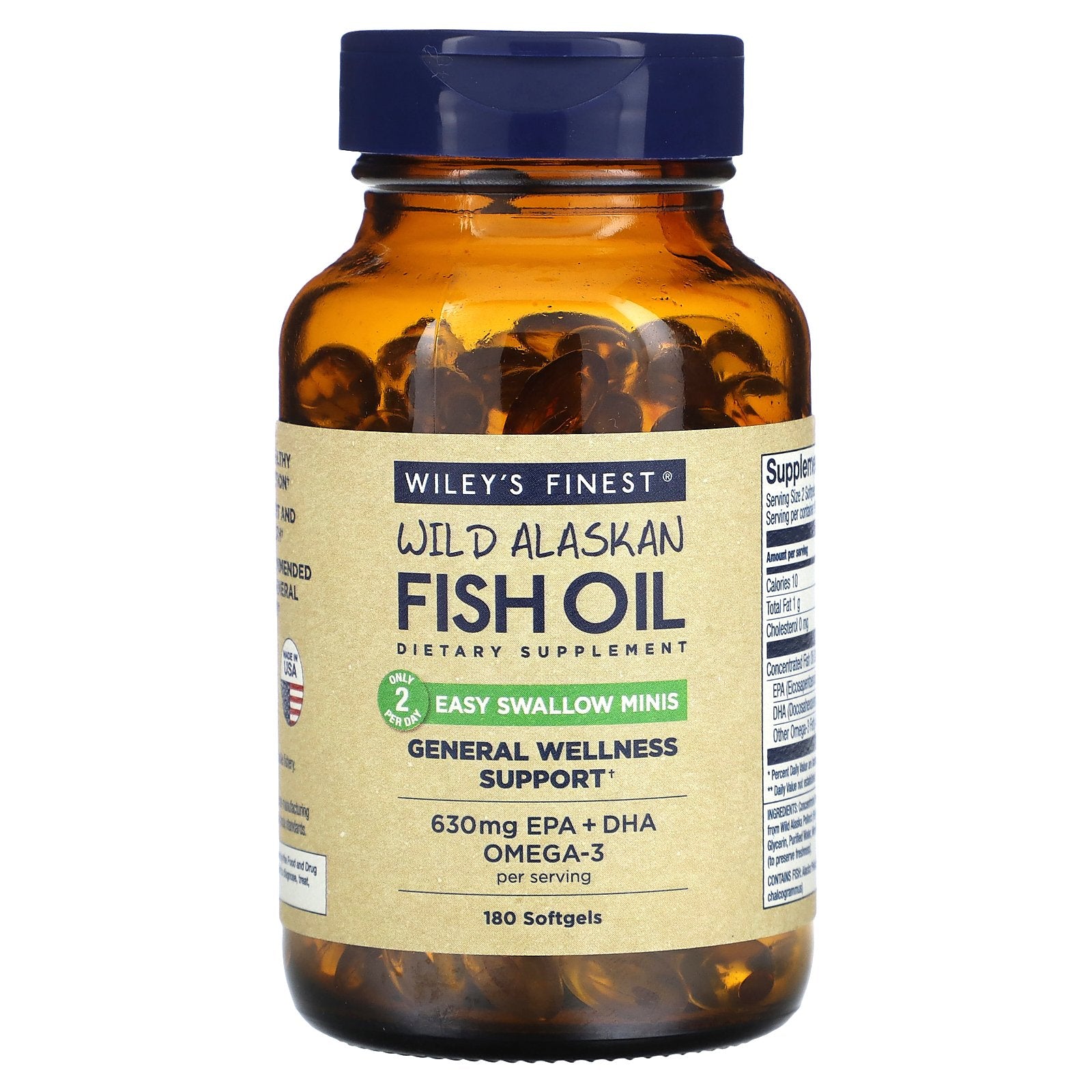 Wiley's Finest, Wild Alaskan Fish Oil, Easy Swallow Minis, 180 Softgels