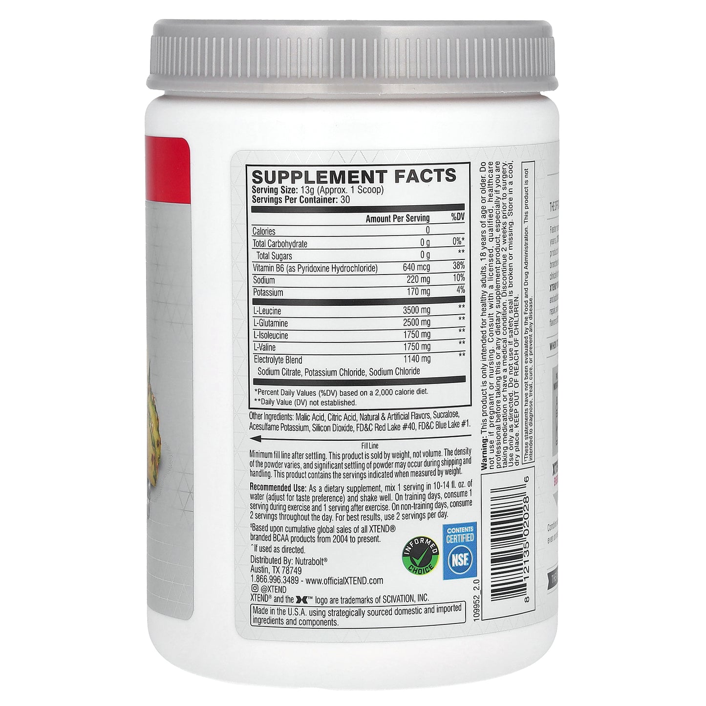 XTEND, 7G BCAA, Knockout Fruit Punch, 13.8 oz (390 g)