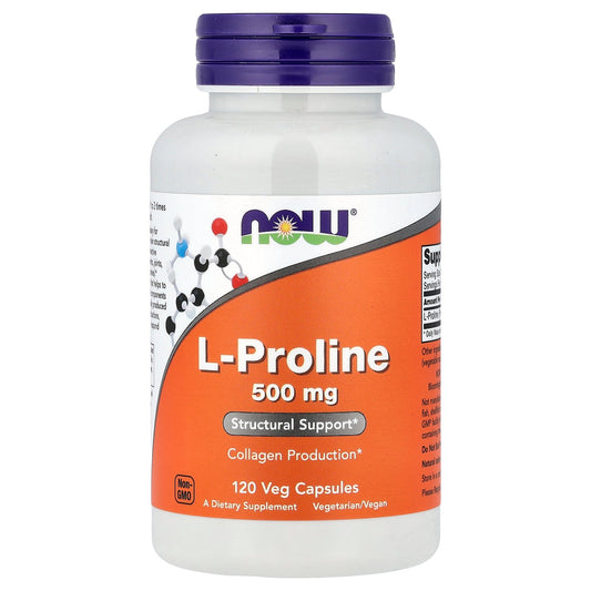NOW Foods, L-Proline, 120 Veg Capsules (0.5 g per Capsule)