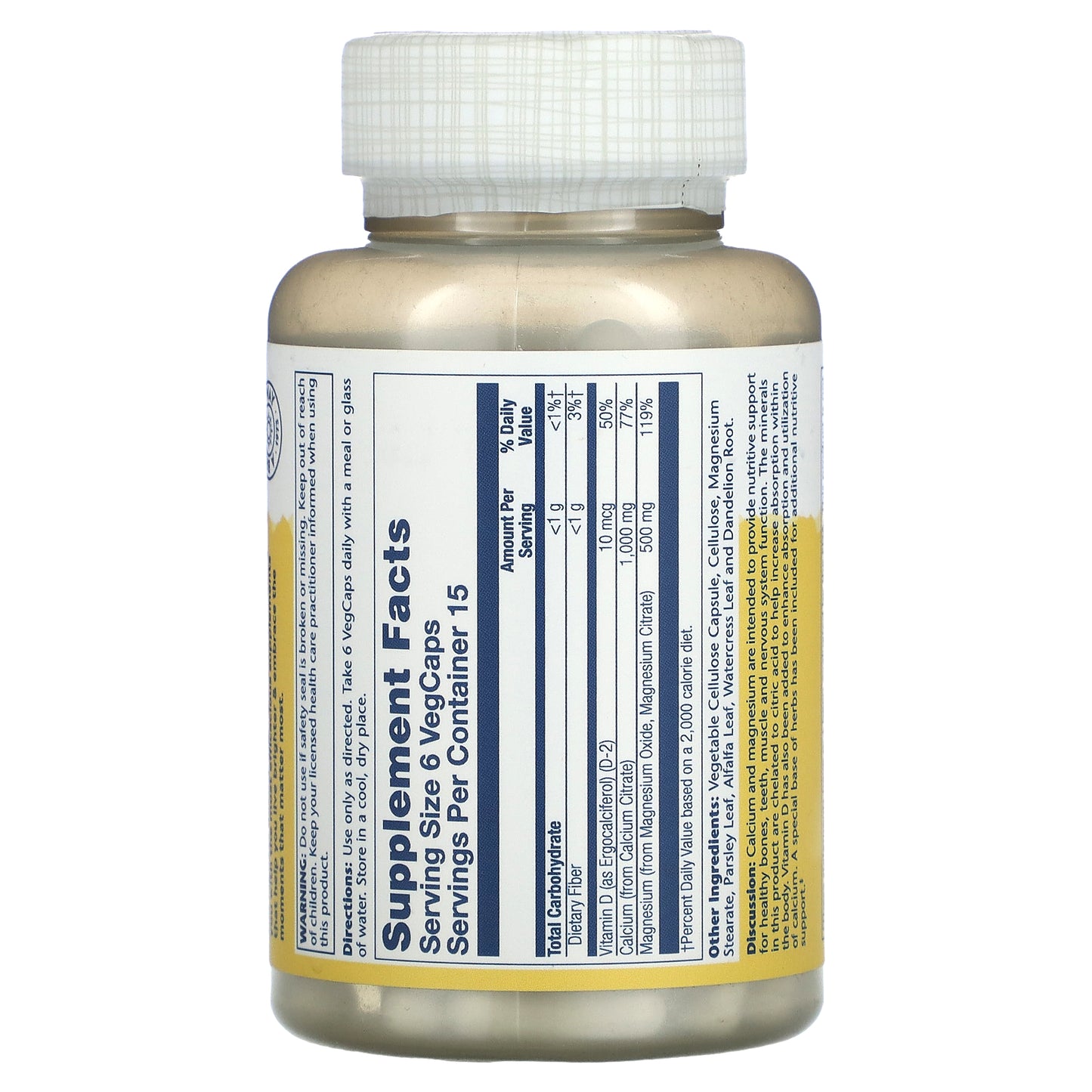 Solaray, Cal-Mag Citrate with Vitamin D-2, 2:1 Ratio, 90 VegCaps