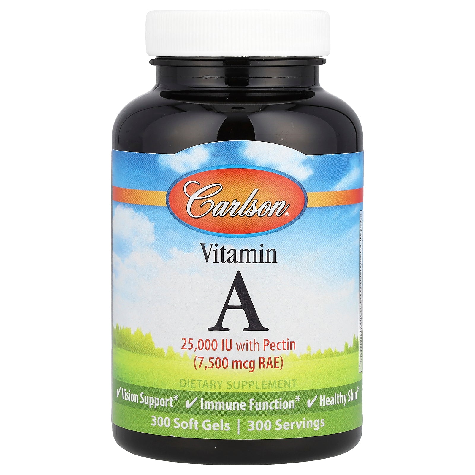 Carlson, Vitamin A, 7,500 mcg RAE (25,000 IU), 300 Soft Gels