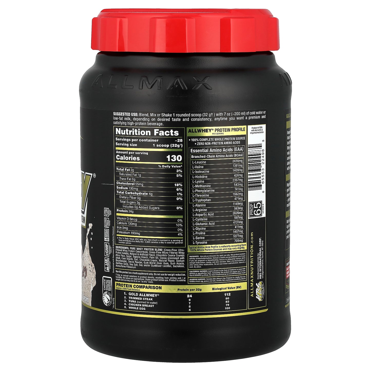 ALLMAX, GOLD ALLWHEY®, Premium Whey Protein, Cookies & Cream, 32 oz (907 g)