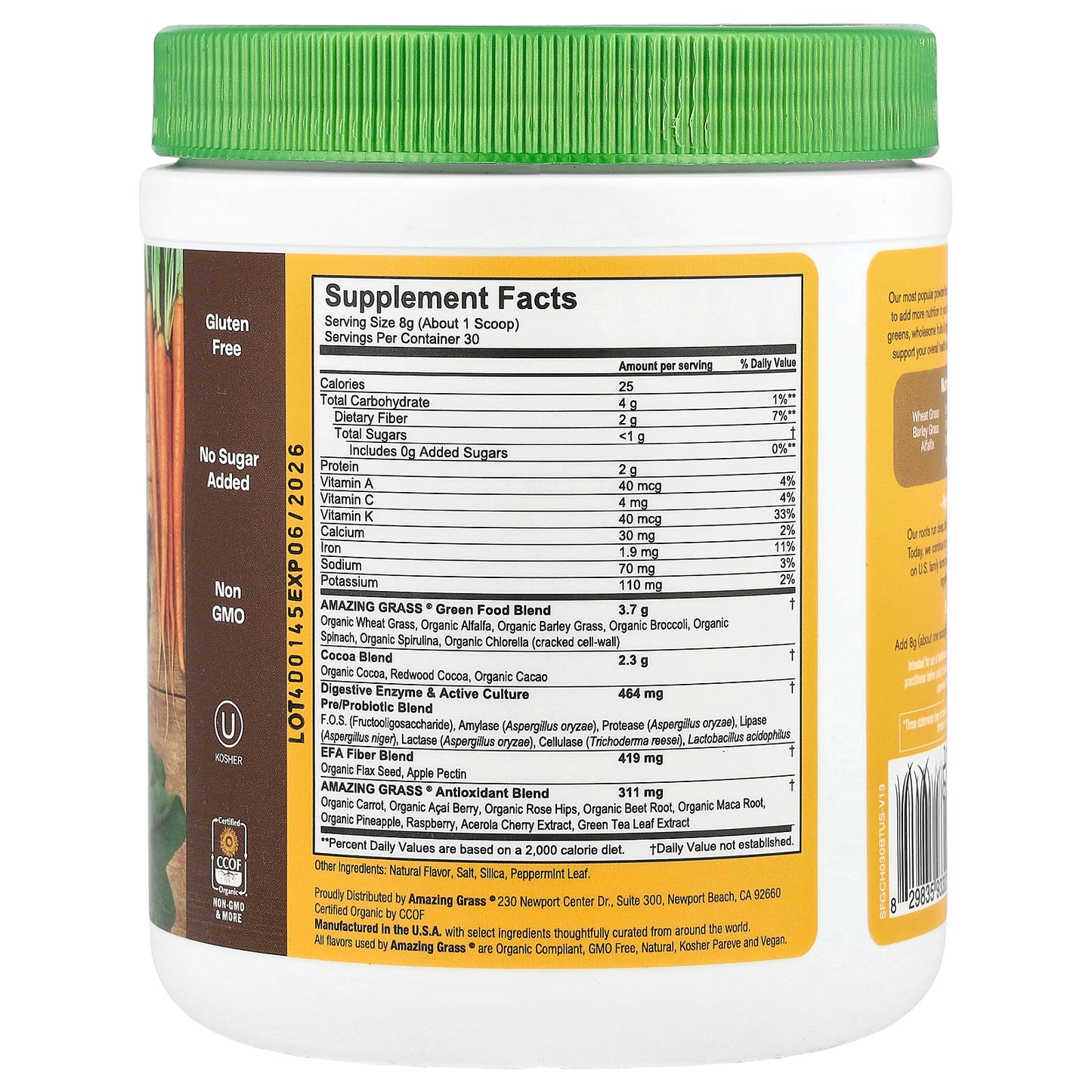 Amazing Grass, Greens Blend, Superfood, Chocolate, 8.5 oz (240 g)