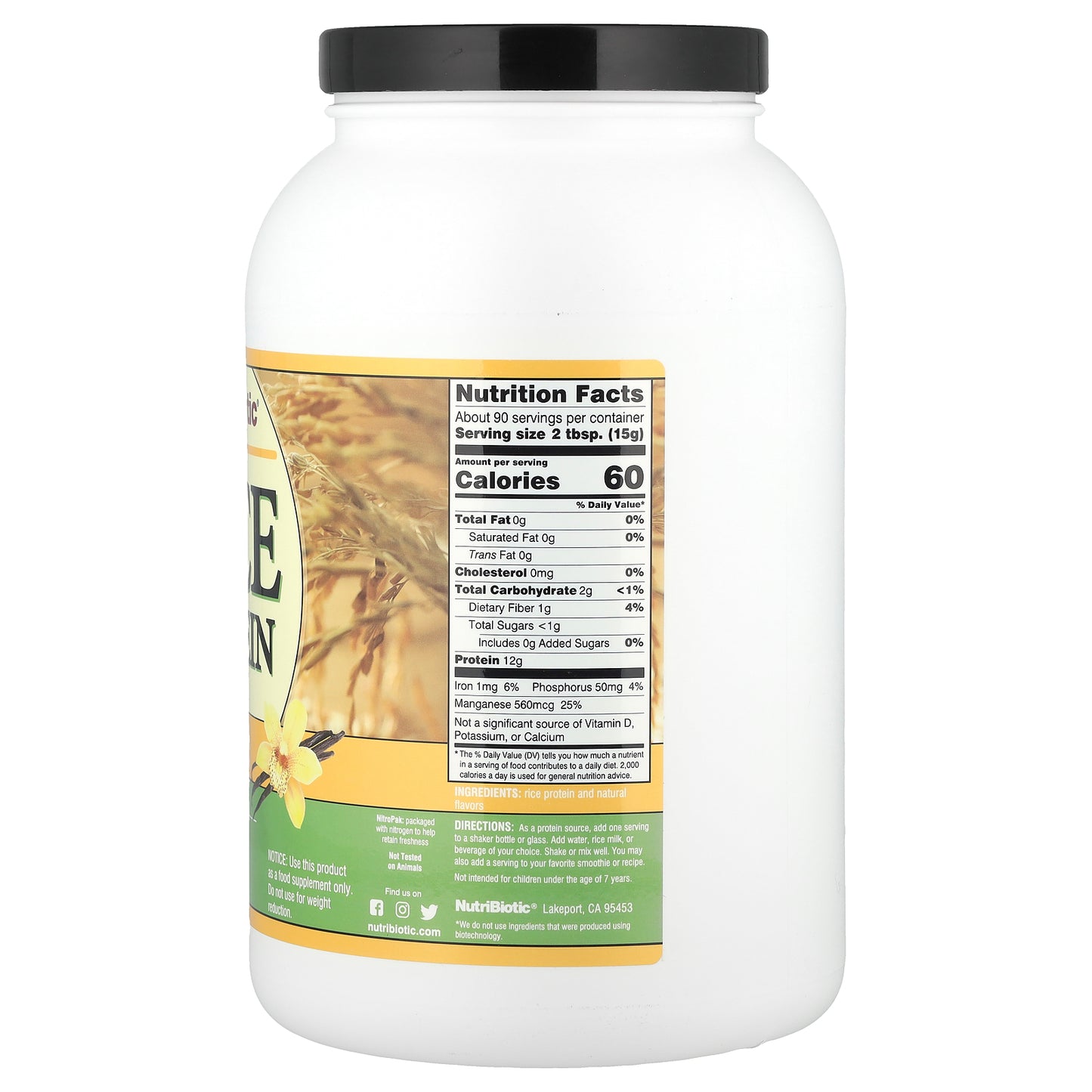 NutriBiotic, Rice Protein Powder, Vanilla, 3 lb (1.36 kg)