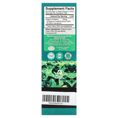 Nature's Craft, Organic Oil of Oregano, Alcohol-Free, 30 ml