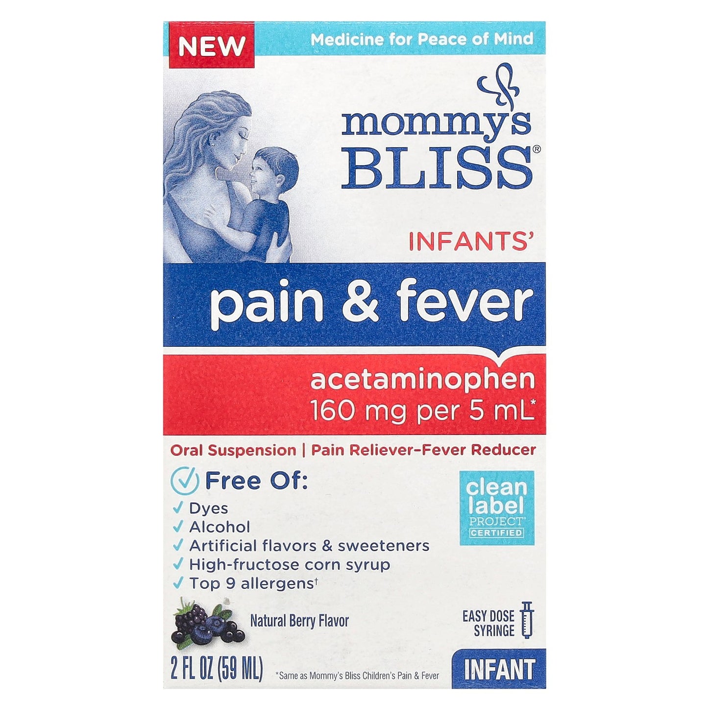 Mommy's Bliss, Infants' Pain & Fever, Natural Berry, 160 mg , 2 fl oz (59 ml)