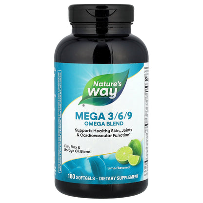 Nature's Way, Mega 3/6/9, Omega Blend, Lime , 180 Softgels