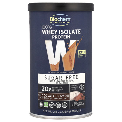 Biochem, 100% Whey Isolate Protein, Sugar Free, Chocolate, 12.5 oz (355 g)