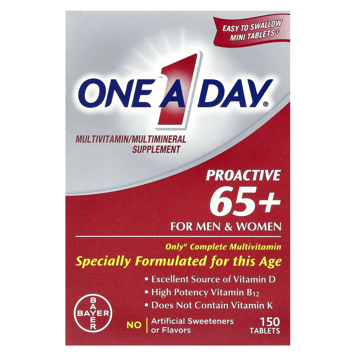 One-A-Day, Proactive 65+ For Men & Women, Multivitamin/Multimineral Supplement, 150 Tablets