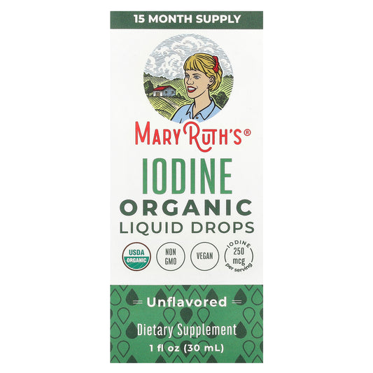 MaryRuth's, Organic Iodine Liquid Drops, Unflavored, 1 fl oz (30 ml)