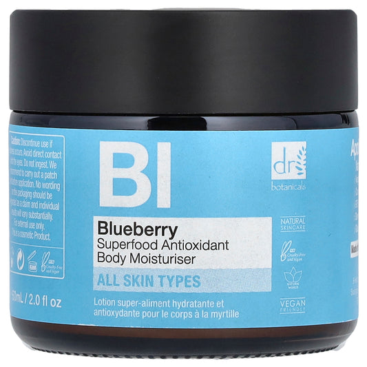 Dr. Botanicals, Superfood Antioxidant Body Moisturiser, Blueberry, 2 fl oz (60 ml)